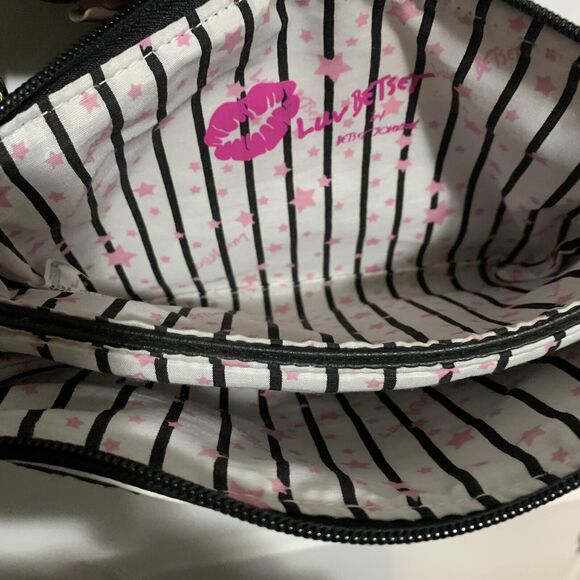 Artsy Cute! BETSEY JOHNSON ~ LUV BETSEY DOG FACE CROSSBODY HANDBAG WITH GLITTER - Picture 5 of 9